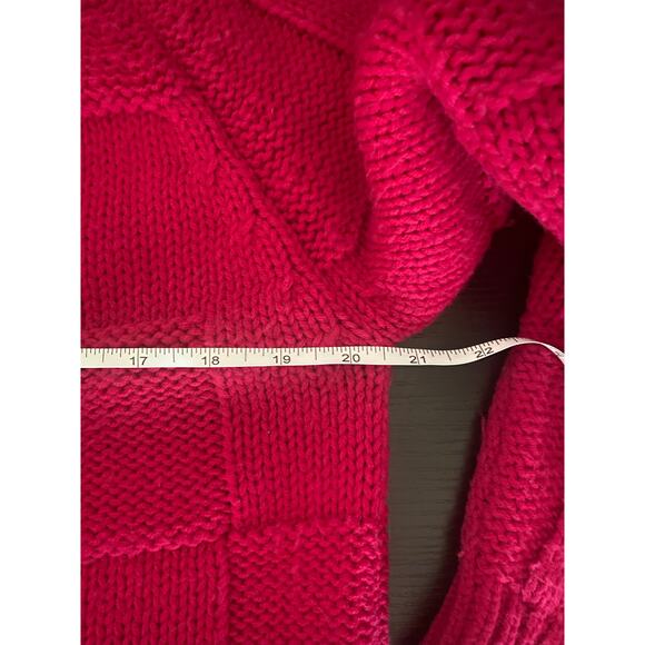 Vintage Sears Mary Lewis berry pink Chunky Knit Cardigan Sweater Japan Size 38 M - Picture 4 of 9